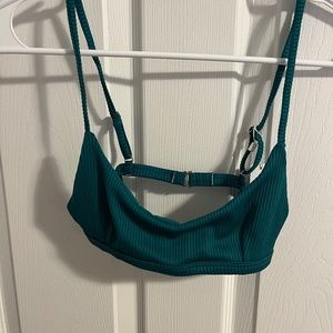 Bright Swimwear swimsuit green ribbed top size small.
